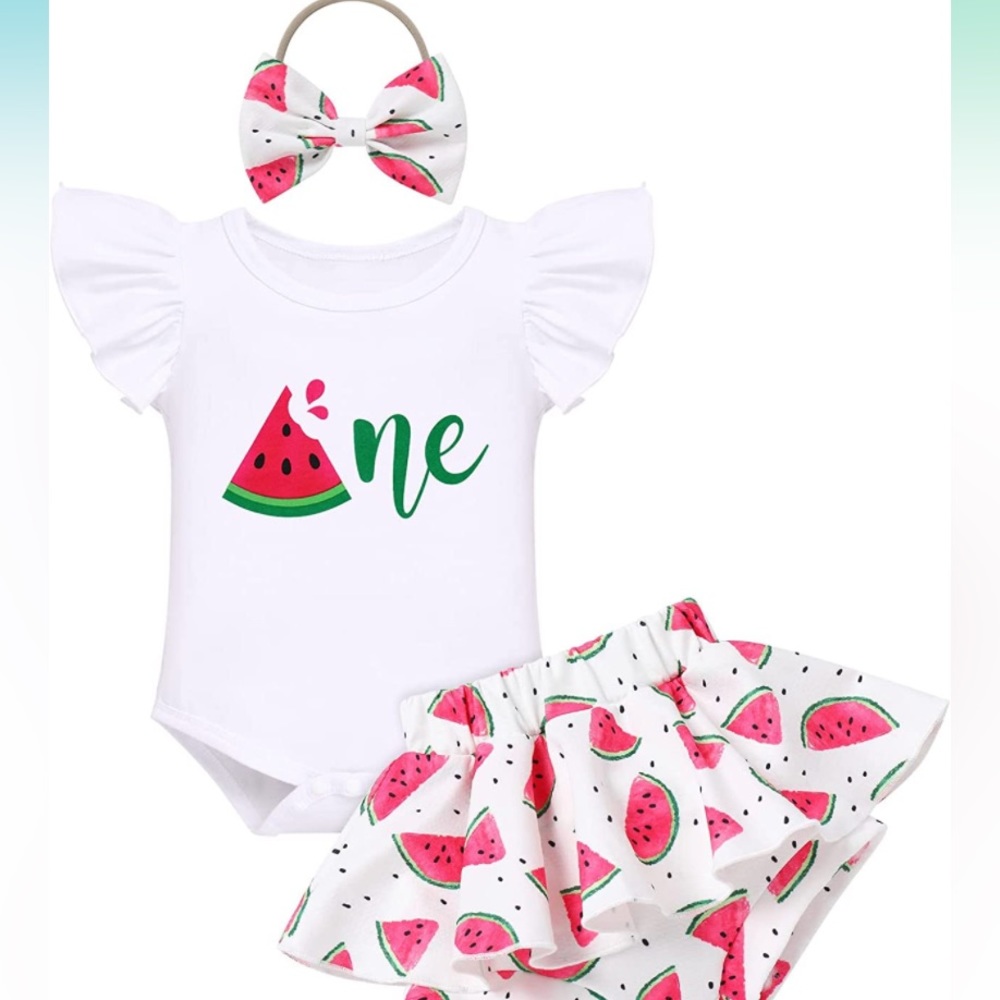 Baby Girls Watermelon 1st Birthday Outfit